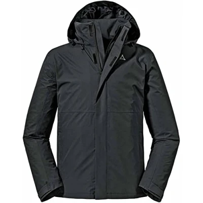 Abbildung von Schöffel Herren Jacket Gmund M wind und wasserdichte Regenjacke, atmungsaktive Outdoor Jacke, Wanderjacke mit verstaubarer Kapuze, black, 46