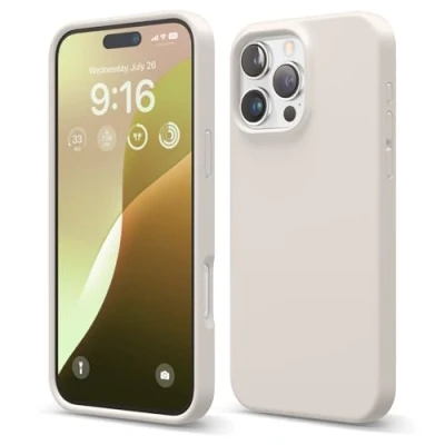 Abbildung von elago Premium Liquid Silikon Hülle Kompatibel mit iPhone 16 Pro Max Hülle, Ganzkörper Handyhülle, Stoßfest, Schlanke Kratzfester weicher Mikrofaser Innenfutter, 6.9 Zoll (Taupe)