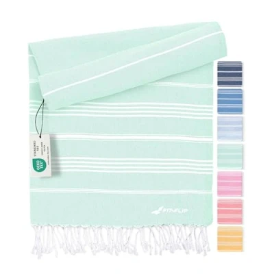 Abbildung von Fit Flip Hamamtuch aus 100% recycelter Baumwolle nachhaltig und natürlich Saunatuch, Strandtuch, Duschtuch, Badetuch, Yogatuch Aqua 100x200cm Sultan