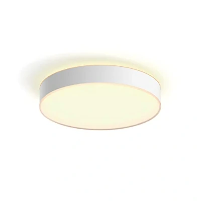 Abbildung von Philips Hue White Ambiance Enrave Deckenleuchte L (4.300 lm) inkl. Dimmschalter, dimmbare Deckenlampe für das Lichtsystem mit allen Weißtönen, smarte Lichtsteuerung über Sprache und App, weiß