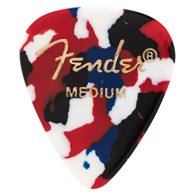 Abbildung von Fender 351 Shape Premium Plektren (12 Stück) für E Gitarre, Akustikgitarre, Mandoline und Bass Medium Mehrfarbig (Konfetti)