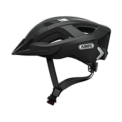 Abbildung von ABUS Stadthelm Aduro 2.0 Allround Fahrradhelm mit Licht in sportivem Design für den Stadtverkehr Damen und Herren Schwarz Streifen, Größe S