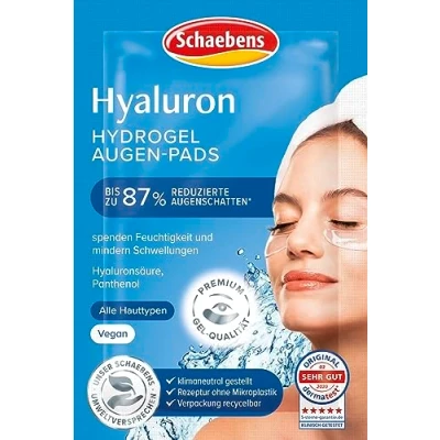 Abbildung von Schaebens Hyaluron Hydrogel Augen Pads spenden Feuchtigkeit und mindern Augenringe mit Hyaluronsäure Panthenol für alle Hauttypen vegan