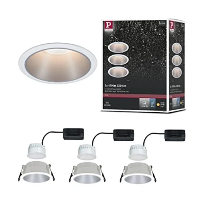 Abbildung von Paulmann 93410 LED Einbauleuchte Cole rund incl 3x6,W dimmbar Einbaustrahler Weiß, Silber Einbaulampe Kunststoff, Alu Zink Deckenspot 2700K