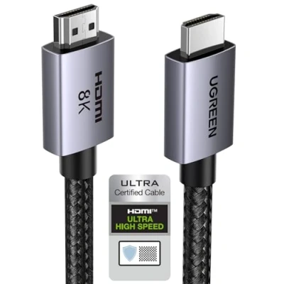 Abbildung von UGREEN HDMI 2.1 Kabel 10K 8K 60Hz 4K 240Hz 165Hz 144Hz 120Hz 48Gbit/s High Speed, Ultra HD eARC HDR 10+ HDCP Dolby Vision VRR kompatibel mit TV/PS5/PS4/ Xbox Serie X/Monitor/Laptop(2M)