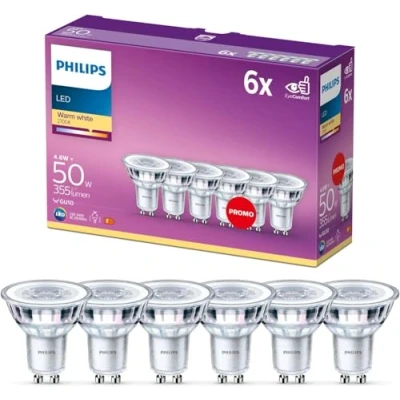 Abbildung von Philips LED Classic GU10 Lampen 6 er Pack (50 W), Reflektor Spots mit warmweißem Licht, energiesparende langer Nutzlebensdauer