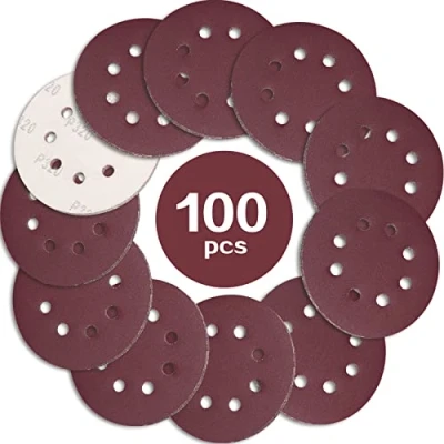 Abbildung von STEBRUAM 100 Stück Schleifpapier 125mm Klett 320 körnung,Profi 125 Schleifscheiben Rund 8 Loch für Exzenterschleifer