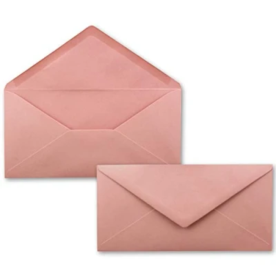 Abbildung von 100 Brief Umschläge Altrosa (Rosa) DIN Lang 110 x 220 mm (11 22 cm) Nassklebung ohne Fenster Ideal für Einladungs Karten Serie FarbenFroh