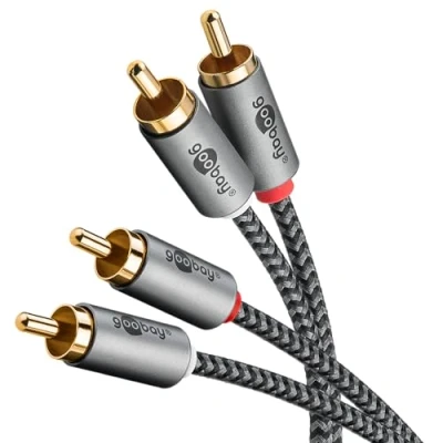 Abbildung von goobay 65291 Stereo Cinchkabel 5m / 2X Cinch Stecker zu Cinchstecker/RCA Kabel für Blu Ray Verstärker HiFi Stereo/vergoldetes Textil Audio