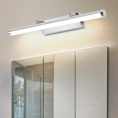 Abbildung von Dehobo LED Spiegelleuchte Bad 42CM 9W Spiegellampe Badezimmer mit Schalter IP44 Wandbeleuchtung Neutralweiß 4000K 730LM für Badzimmer Badleuchte Badspiegel Lampe Edelstahl Spiegel Schminklicht