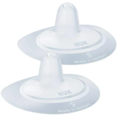 Abbildung von NUK Stillhütchen Brusthütchen zum Stillen schützt vor wunden Brustwarzen dünnes Silikon Größe S (16mm) 2 Stück
