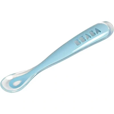 Abbildung von BÉABA Baby Löffel Silikonlöffel Fütterlöffel Weiche Blue
