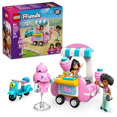 Abbildung von LEGO Friends Zuckerwattestand, Spielset für kreative Rollenspiele mit 2 Minifiguren, fahrbarem Stand und Zubehör, Geschenk Mädchen ab 6 Jahren, Bauset Mini Puppen 42643