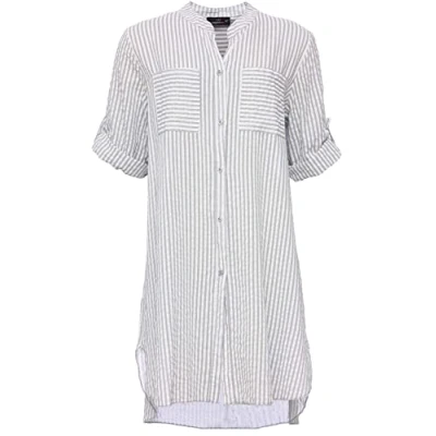 Abbildung von Zwillingsherz Longbluse im Streifen Muster Hochwertiges Sommerkleid für Damen Frauen Abendkleid Freizeitkleid Strandkleid Locker luftige Tunika Perfekt Frühling Sommer Herbst