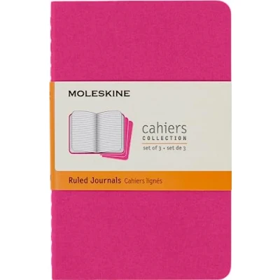 Abbildung von Moleskine Cahier Journal, Set mit 3 Notizbüchern Linierten Seiten, Kartonumschlag Sichtbarer Baumwollnaht, Farbe Kinetic Pink, Pocket Format 9 x 14 cm, 64 Seiten
