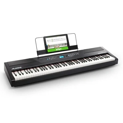 Abbildung von Alesis Recital Pro E Piano 88 Tasten mit Gewichteten Volle Größe Klavier, Lautsprechern, Kopfhörerausgang, fünf Premium Stimmen, Klavier Lektionen Abo