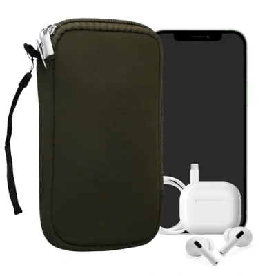 Abbildung von kwmobile Handytasche für Smartphones L 6,5&quot; Neopren Handy Hülle Dunkelgrün Tasche 16,5 x 8,9 cm Innenmaße