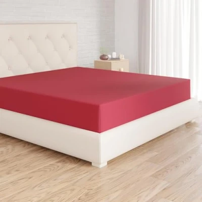 Abbildung von Amazon Basics Spannbettlaken, 180 x 200 30 cm, Mikrofaser, Spannbetttuch Matratzenhöhe bis Burgunderrot