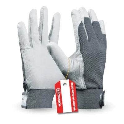 Abbildung von Gebol Uni Fit Comfort, Arbeitshandschuhe aus hochwertigem Leder mit elastischem Bund und Klettverschluss für optimale Sicherheit bei der Arbeit, Inhalt: 1 Paar, Größe XL (Gr. 10), Farbe: Weiß