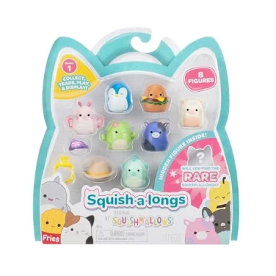 Abbildung von Squish a longs Mini Set 8 Stück 2,5 cm Serie 1 Style mit 2 Zubehörteilen Ring und Sammelanleitung zum Sammeln, Tauschen Spielen