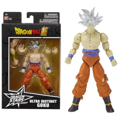 Abbildung von BANDAI Dragon Ball Super Figurine Stars 17 cm Goku Ultra Instinct Offizielle Lizenz Gelenkige Figur Spielzeug für Kinder ab 4 Jahren 35994J