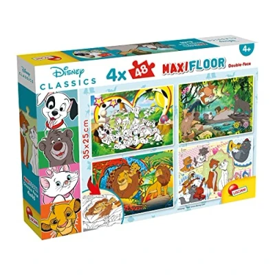 Abbildung von Liscianigiochi 91737 Disney Maxifloor Classic gemischt, Doppelseitiges Puzzle 4 x 48 Stück Klassiker