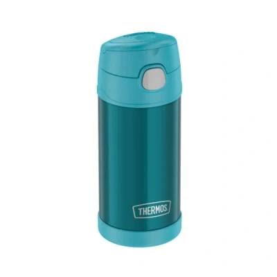 Abbildung von THERMOS kids FUNTAINER STRAW BOTTLE 0,35l, ocean teal, Thermosflasche für Kinder aus Edelstahl, mit Strohhalm, 12 h kalt, absolut dicht, Schule, Kindergarten, Pause