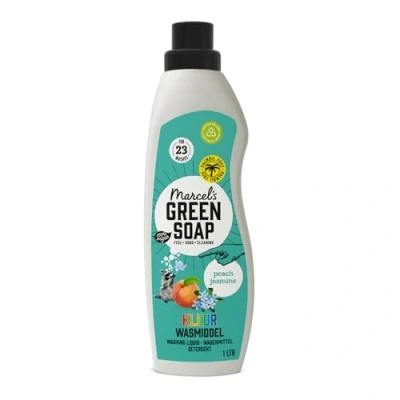 Abbildung von Marcel&#039;s Green Soap Farbe Waschmittel Pfirsich &amp; Jasmin Waschflüssigkeit Frei von Palmöl Mikroplastik 100% Umweltfreundlich Vegan 95% Biologisch abbaubar 1 L