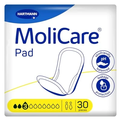 Abbildung von MoliCare Pad 3 Tropfen Inkontinenzeinlagen für Frauen und Männer bei leichter Blasenschwäche, Geruchsneutralisation, Auslaufschutz, fortschrittlicher Hautschutz, 30 Stück