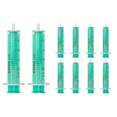 Abbildung von MedixX 10 Stück Spritzen Set Einwegspritzen 20ml ohne Kanülen in verschiedenen Größen für Hobby und Heimwerk einzeln steril verpackt im praktischen Gleitverschlussbeutel (10x 20ml)