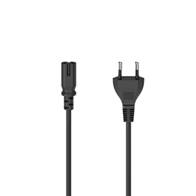 Abbildung von Hama Netzkabel 2 polig, Eurostecker, 2,5m (Doppelnut/C7, Pin, Stromkabel, Gerätekabel, Ersatzkabel, für Drucker, Netzteile, Fernseher, Radio, Kassettenrekorder etc.) schwarz