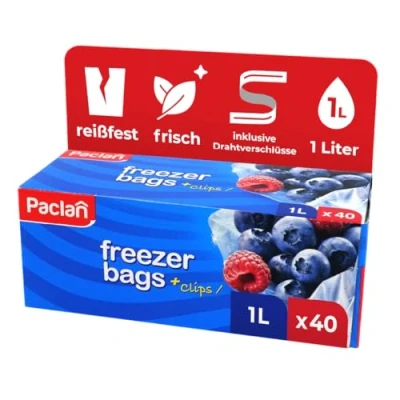 Abbildung von Paclan Gefrierbeutel, 1Liter, 40 Stück, 18 X 28 cm