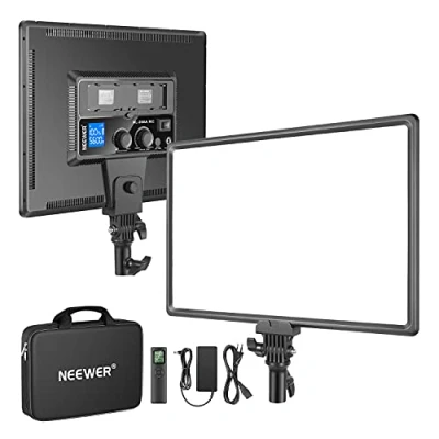 Abbildung von NEEWER NL288 LED Video Panel Licht mit 2,4G Fernbedienung und Adapter, 45W, 4800Lux, 3200K 5600K, CRI97+, Dimmbares zweifarbiges Leuchte für Foto, YouTube, Live Stream (Batterie nicht enthalten)