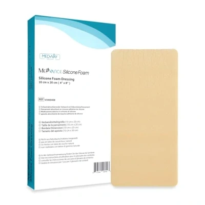 Abbildung von MedVanceTM Silikon Schaumabsorbierender Verband mit Silikonkleber, 10 cm x 20 cm, Packung 5 Wundverbänden