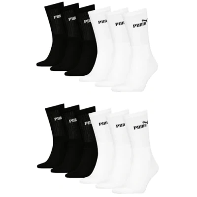Abbildung von PUMA Unisex Crew Tennissocken Sportsocken Socken für Damen Herren 12 Paar, Farbe:004 White/Black, &amp; Strümpfe:39 42