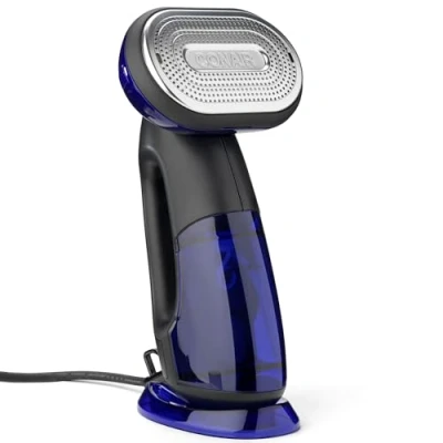 Abbildung von Conair 2 in 1 Steam &amp; Iron Turbo Dampfglätter und Bügeleisen 4 Einstellungen Dampfleistung 33g/Min. 10 Sek. Aufheizzeit 3 Aufsätze alle Stoffarten blau/schwarz