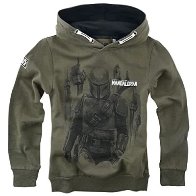 Abbildung von Star Wars Kids The Mandalorian Bounty Hunter Unisex Kapuzenpullover Khaki 164