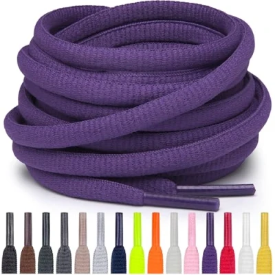 Abbildung von Miscly Schnürsenkel Oval, Reißfest für Sportschuhe, Sneaker und Laufschuhe 100% Polyester Ø 6mm (137 cm, Violett)