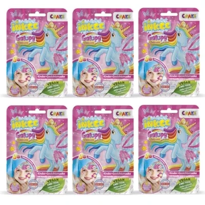 Abbildung von INKEE Gesichtsmaske Kinder GALUPY UNICORN 6er Pack 6x Beauty Tuchmasken mit Fruchtgummi Aroma, Calendula und Kamille Extrakte Feuchtigkeitsmaske Gesicht für Mädchen