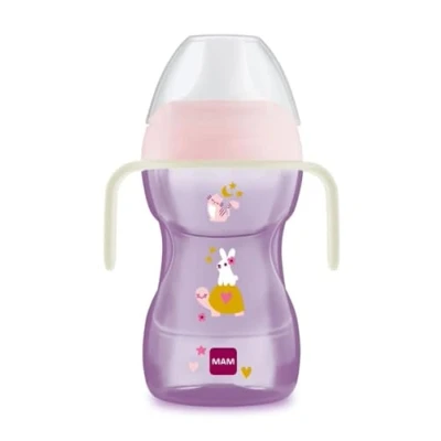 Abbildung von MAM , Silikon, Fun to Drink Cup Night, mit beleuchteten Griffen im Dunkeln und hartem Auslauf, 8+Monate, 270 ml Rosa