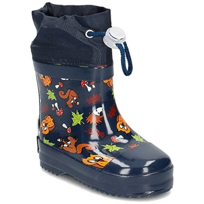 Abbildung von Playshoes Gummistiefel Halbschaft gefüttert Regenstiefel, Marine Waldtiere, 24 EU
