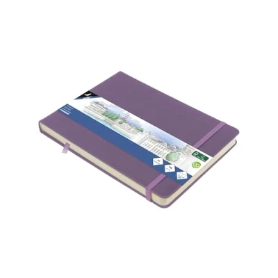 Abbildung von Skizzenbuch Kangaro A5 landscape Heather Purple PU Hardcover 80 Blatt 140 Gramm cremefarbenes Papier mit Gummiband und Band