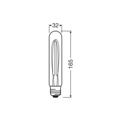 Abbildung von OSRAM Vintage 1906 LED Lampe mit Gold Tönung, 4,8W, 400lm, besondere Röhrenform 32mm Durchmesser &amp; E27 Sockel, warmweiße Lichtfarbe, gerades Filament, dimmbar, bis zu 15.000 Stunden Lebensdauer