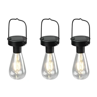 Abbildung von Reality Leuchten Solar LED Außenhängeleuchten 3er Set Campus R35146132, Metall Schwarz matt, Kunststoff klar, Dämmerungssensor