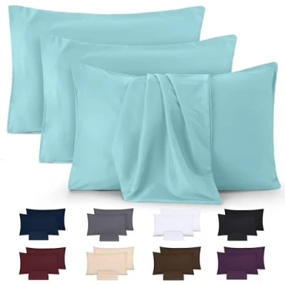 Abbildung von Utopia Bedding Kissenbezug 40 x 80 4er Set Kopfkissenbezug 40x80 aus 100% gebürsteter Mikrofaser mit Umschlagverschluss Falten , verblassen und schmutzabweisende Kissenbezüge Kurblau