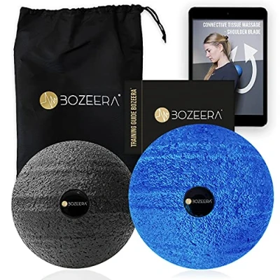 Abbildung von [FASZIENKUGEL 10cm &amp; 8CM] Faszienball Set Faszienbälle zur Massage von Schulter, Rücken 8cm Inkl. GRATIS Video, Booklet Tasche Premium
