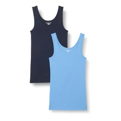 Abbildung von Amazon Essentials Damen Tanktop, Schmale Passform, 2er Pack, Blau/Marineblau, S