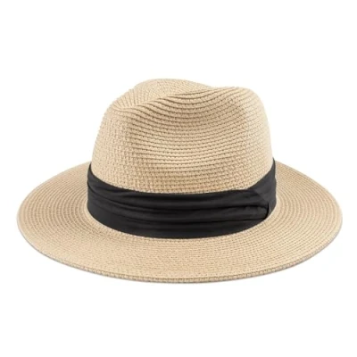 Abbildung von DRESHOW Damen Panama Hut Breiter Krempe Stroh Sommer Fedora Strohhut Aufrollen Strand Rollbar UV Sonnenhut UPF 50 +