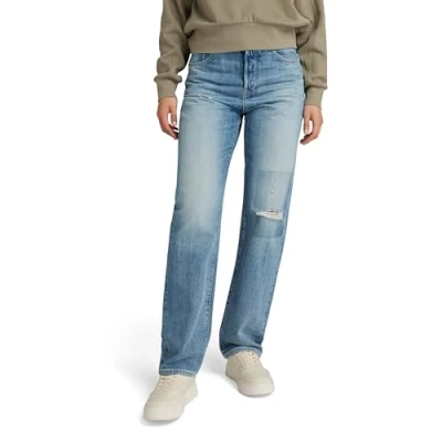 Abbildung von G STAR RAW Damen Viktoria High Straight Jeans, Blau (Faded Ripped Denali Blue D23959 D499 G668), 26W / 30L
