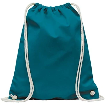 Abbildung von Baumwollbeutel 10 Stück 38x42cm Sportbeutel Rucksack Stofftasche Turnbeutel Bag, Beutel, Baumwollbeutel, Jutebeutel OEKO TEX® zertifiziert Stoffbeutel Einkaufsbeutel Gym zum bemalen (Petrol)